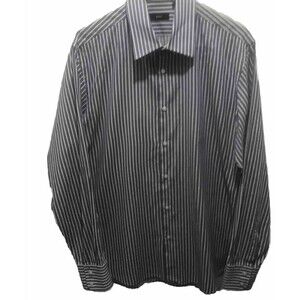 Hugo Boss Button Down Dress Shirt Mens 16 1/2 - 16.5 - 34/35 Blue White Striped